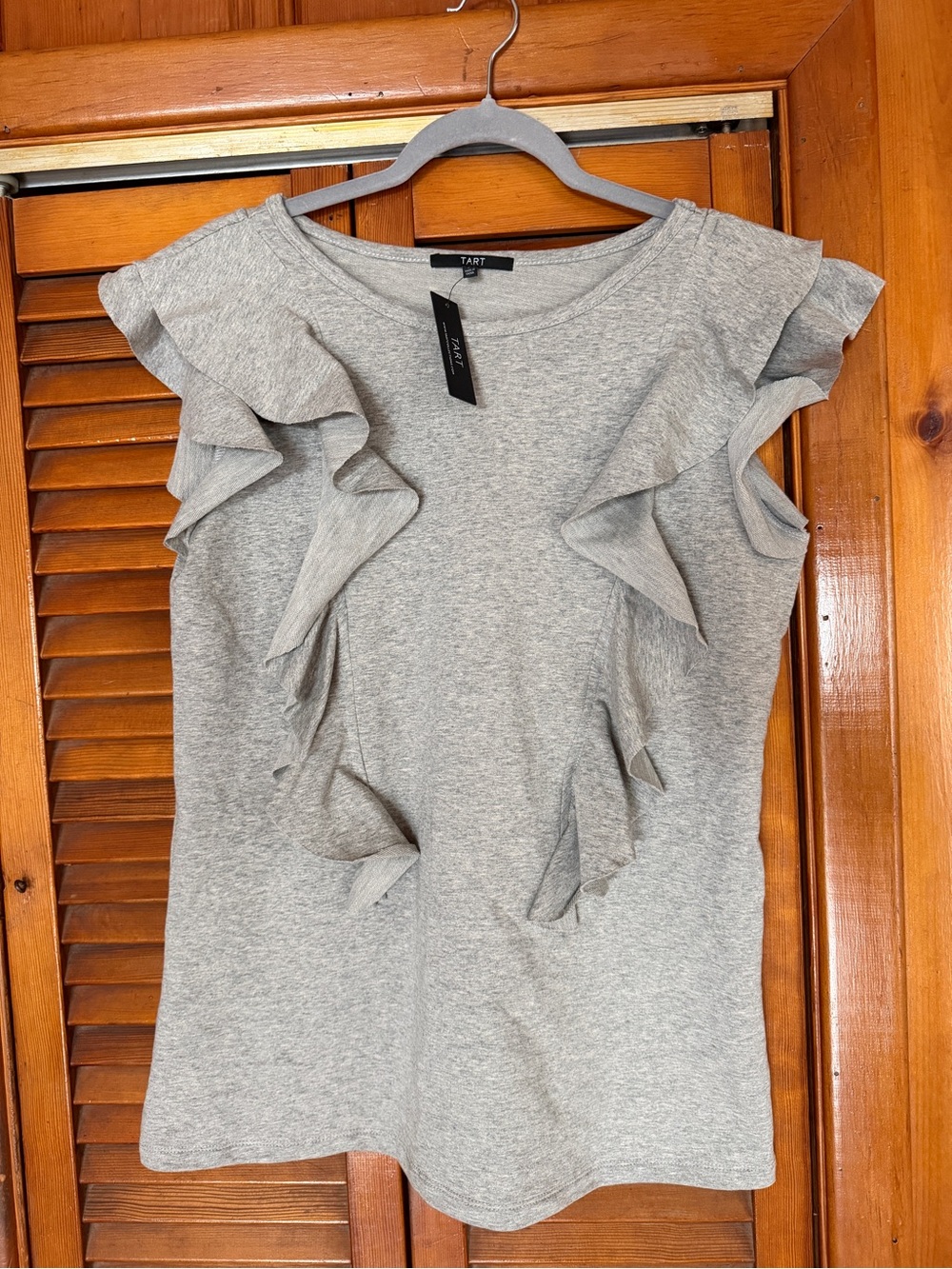 TART Gray Ruffle Flutter Sleeve Sweatshirt Top NWT Size L
